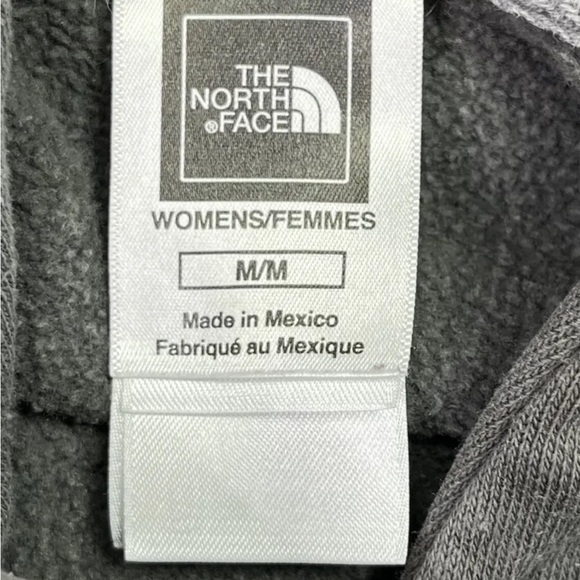 The North Face Hoodie Womens Medium Gray Sweatshirt Pullover Pink Logo Pocket - Picture 3 of 7